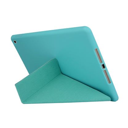 For iPad 10.2 (2021)/(2020)/(2019) Protective Cover Folding Deformed Silicone + PU Leather Stand Tablet Case