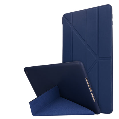 For iPad 10.2 (2021)/(2020)/(2019) Protective Cover Folding Deformed Silicone + PU Leather Stand Tablet Case