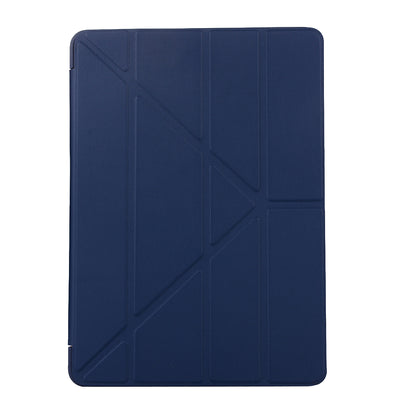 For iPad 10.2 (2021)/(2020)/(2019) Protective Cover Folding Deformed Silicone + PU Leather Stand Tablet Case