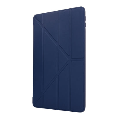 For iPad 10.2 (2021)/(2020)/(2019) Protective Cover Folding Deformed Silicone + PU Leather Stand Tablet Case