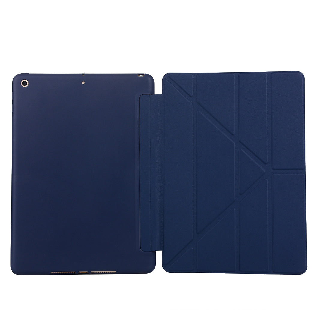 For iPad 10.2 (2021)/(2020)/(2019) Protective Cover Folding Deformed Silicone + PU Leather Stand Tablet Case