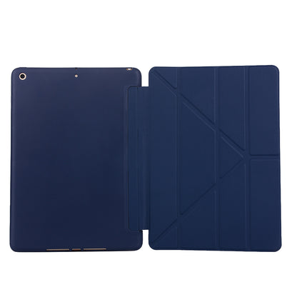 For iPad 10.2 (2021)/(2020)/(2019) Protective Cover Folding Deformed Silicone + PU Leather Stand Tablet Case