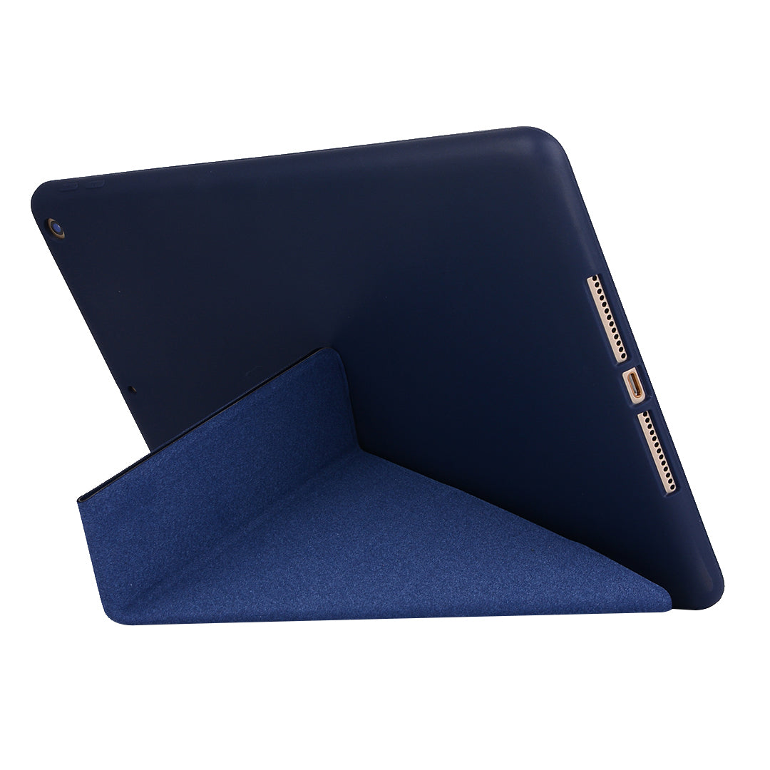 For iPad 10.2 (2021)/(2020)/(2019) Protective Cover Folding Deformed Silicone + PU Leather Stand Tablet Case