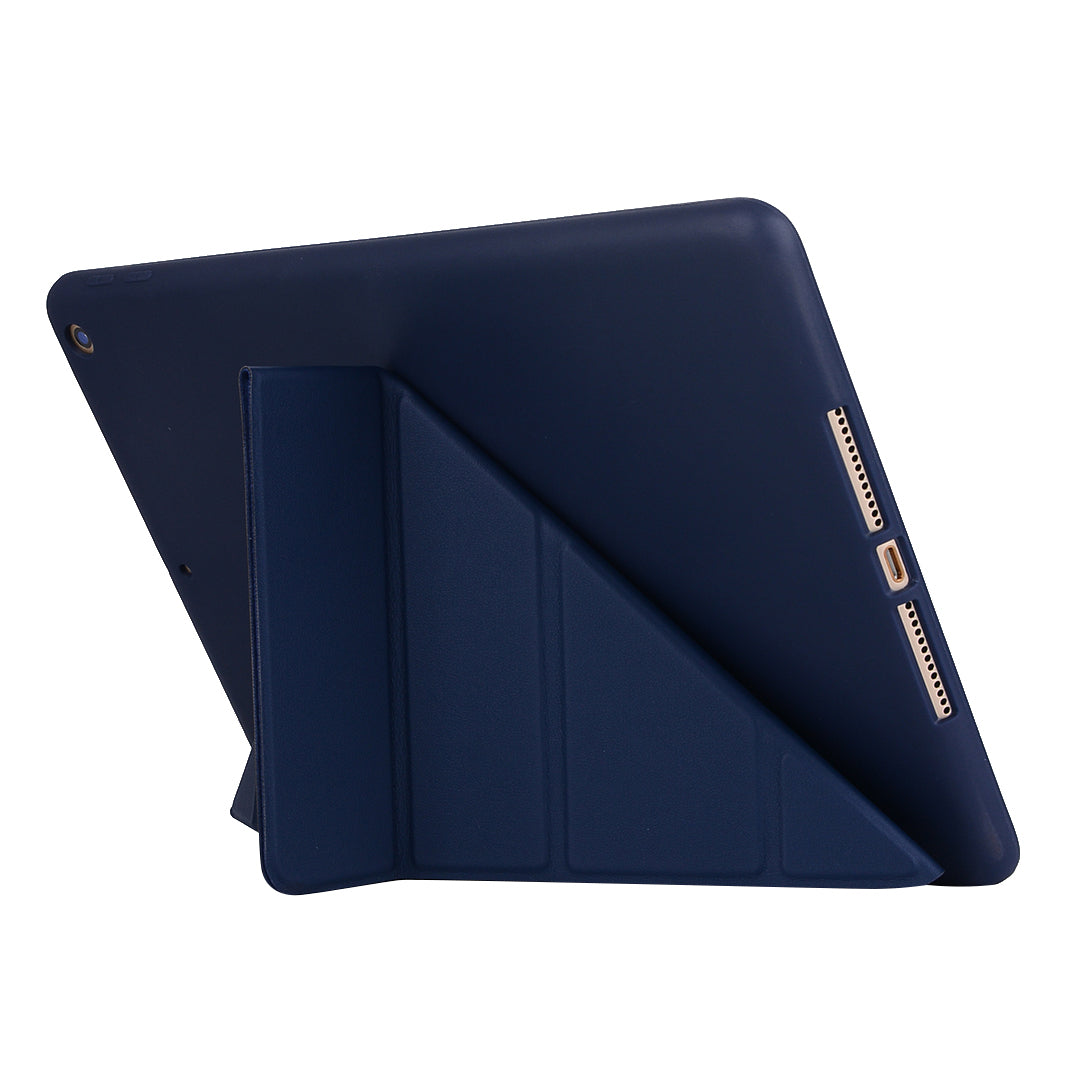 For iPad 10.2 (2021)/(2020)/(2019) Protective Cover Folding Deformed Silicone + PU Leather Stand Tablet Case
