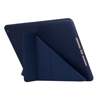 For iPad 10.2 (2021)/(2020)/(2019) Protective Cover Folding Deformed Silicone + PU Leather Stand Tablet Case