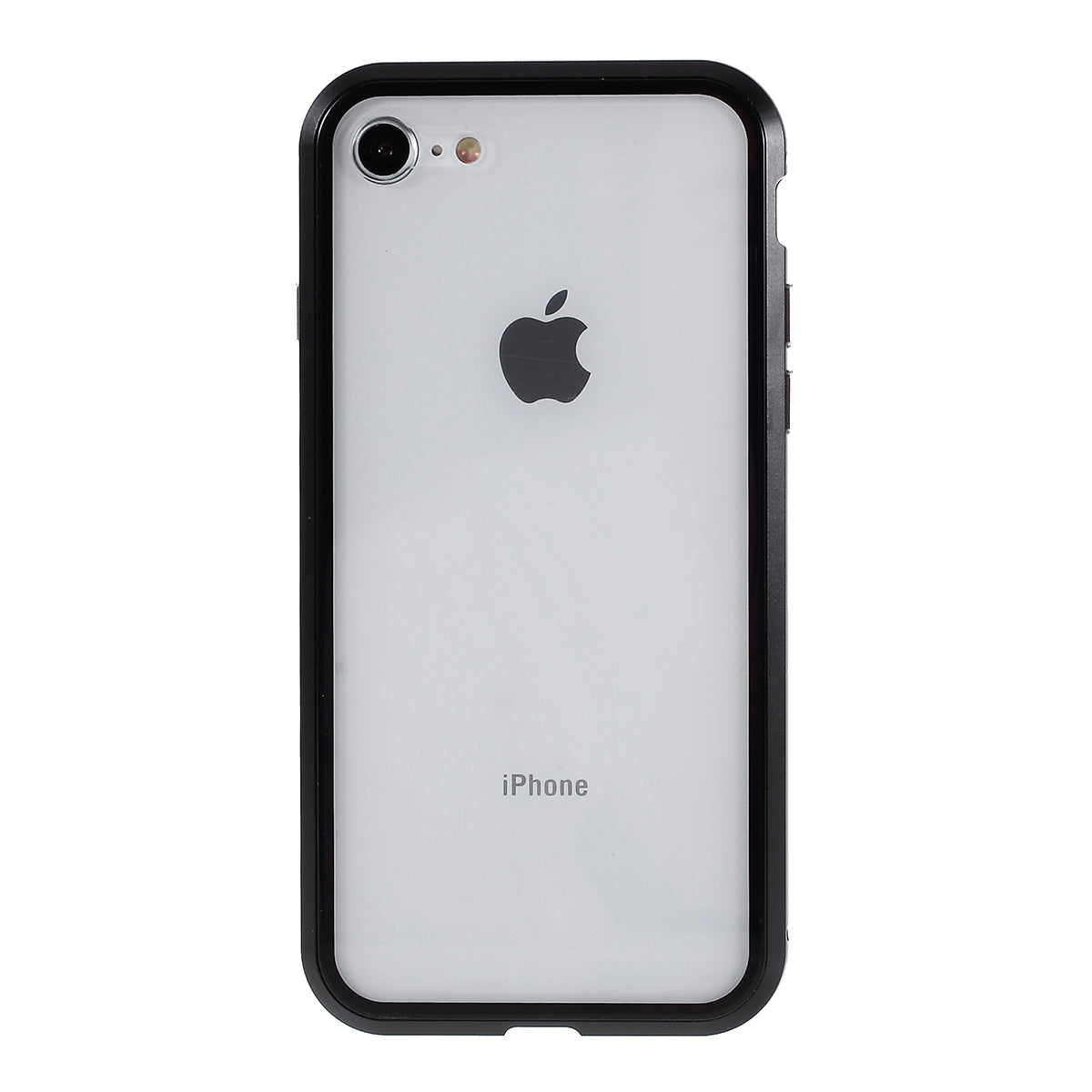 Magnetic Absorption Installation Phone Shell Covering Metal Frame + Dual-sided Tempered Glass Cell Phone Case for iPhone 8/7/SE (2020)/SE (2022)