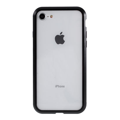 Magnetic Absorption Installation Phone Shell Covering Metal Frame + Dual-sided Tempered Glass Cell Phone Case for iPhone 8/7/SE (2020)/SE (2022)