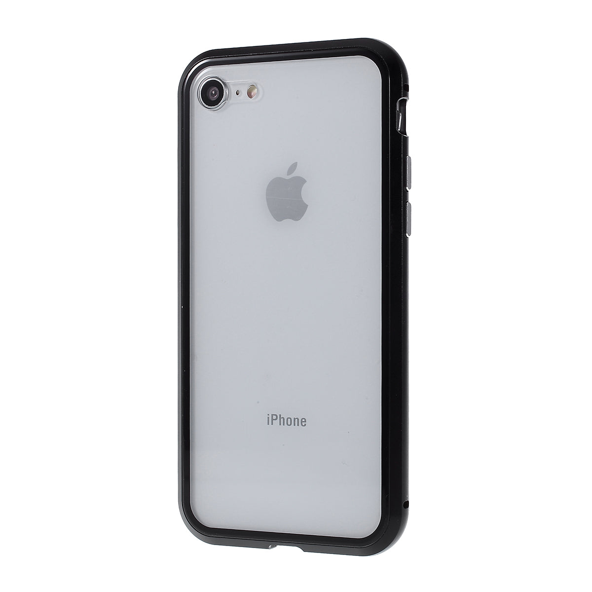Magnetic Absorption Installation Phone Shell Covering Metal Frame + Dual-sided Tempered Glass Cell Phone Case for iPhone 8/7/SE (2020)/SE (2022)