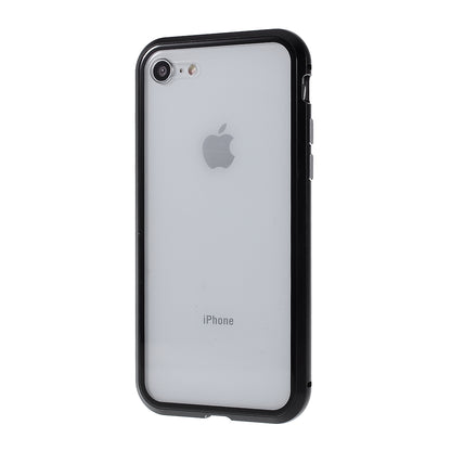 Magnetic Absorption Installation Phone Shell Covering Metal Frame + Dual-sided Tempered Glass Cell Phone Case for iPhone 8/7/SE (2020)/SE (2022)