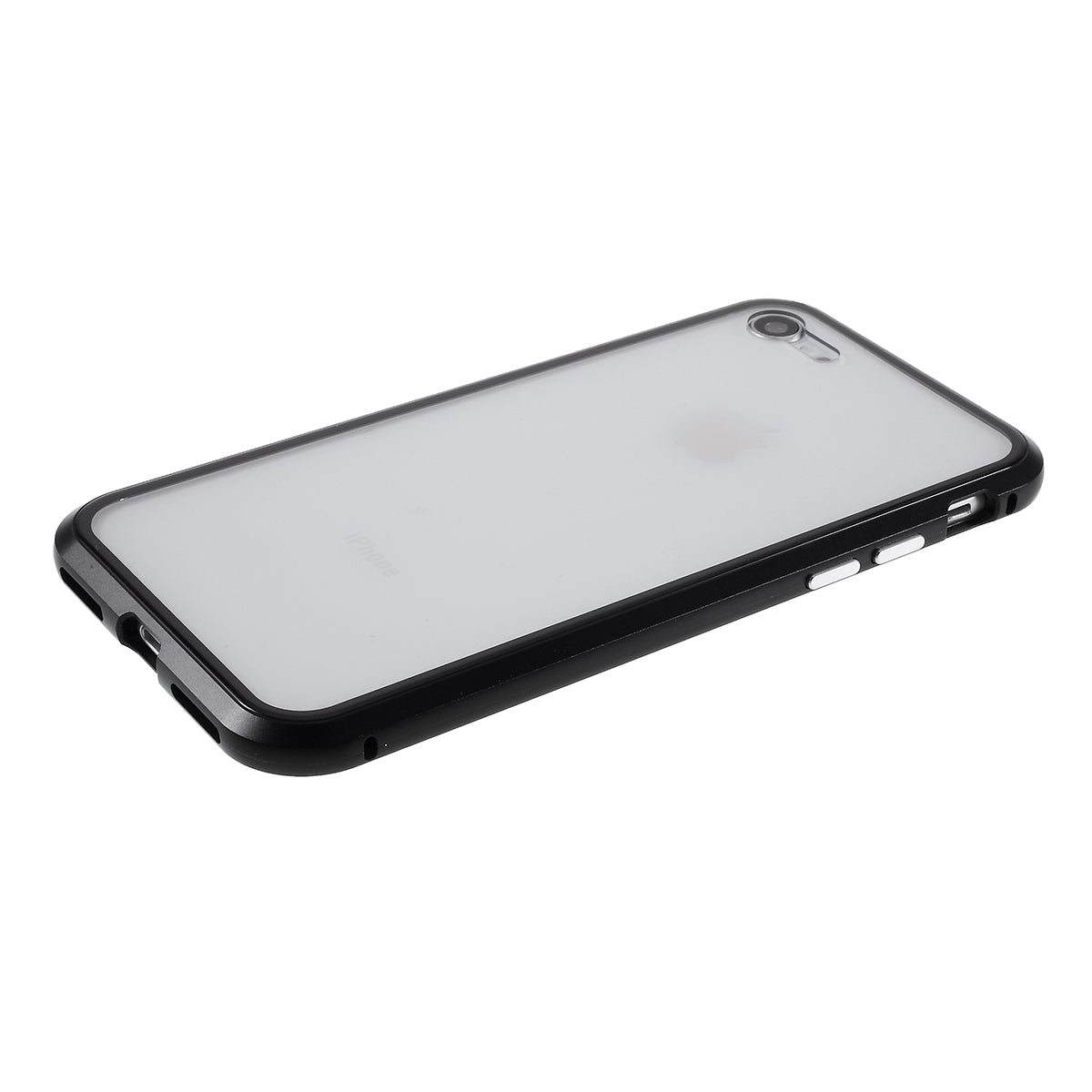 Magnetic Absorption Installation Phone Shell Covering Metal Frame + Dual-sided Tempered Glass Cell Phone Case for iPhone 8/7/SE (2020)/SE (2022)
