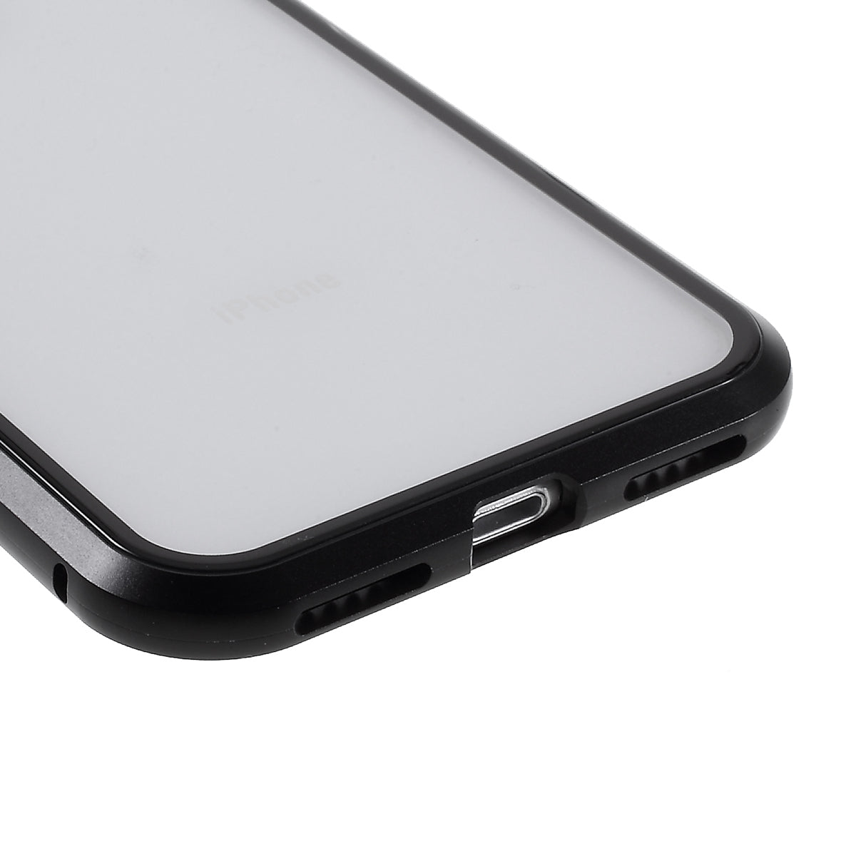 Magnetic Absorption Installation Phone Shell Covering Metal Frame + Dual-sided Tempered Glass Cell Phone Case for iPhone 8/7/SE (2020)/SE (2022)
