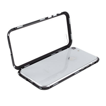 Magnetic Absorption Installation Phone Shell Covering Metal Frame + Dual-sided Tempered Glass Cell Phone Case for iPhone 8/7/SE (2020)/SE (2022)