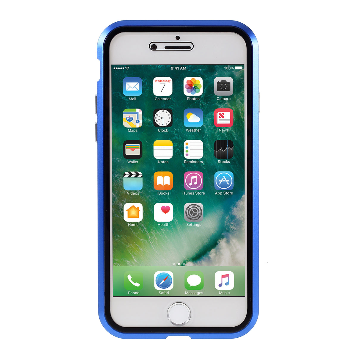Magnetic Absorption Installation Phone Shell Covering Metal Frame + Dual-sided Tempered Glass Cell Phone Case for iPhone 8/7/SE (2020)/SE (2022)