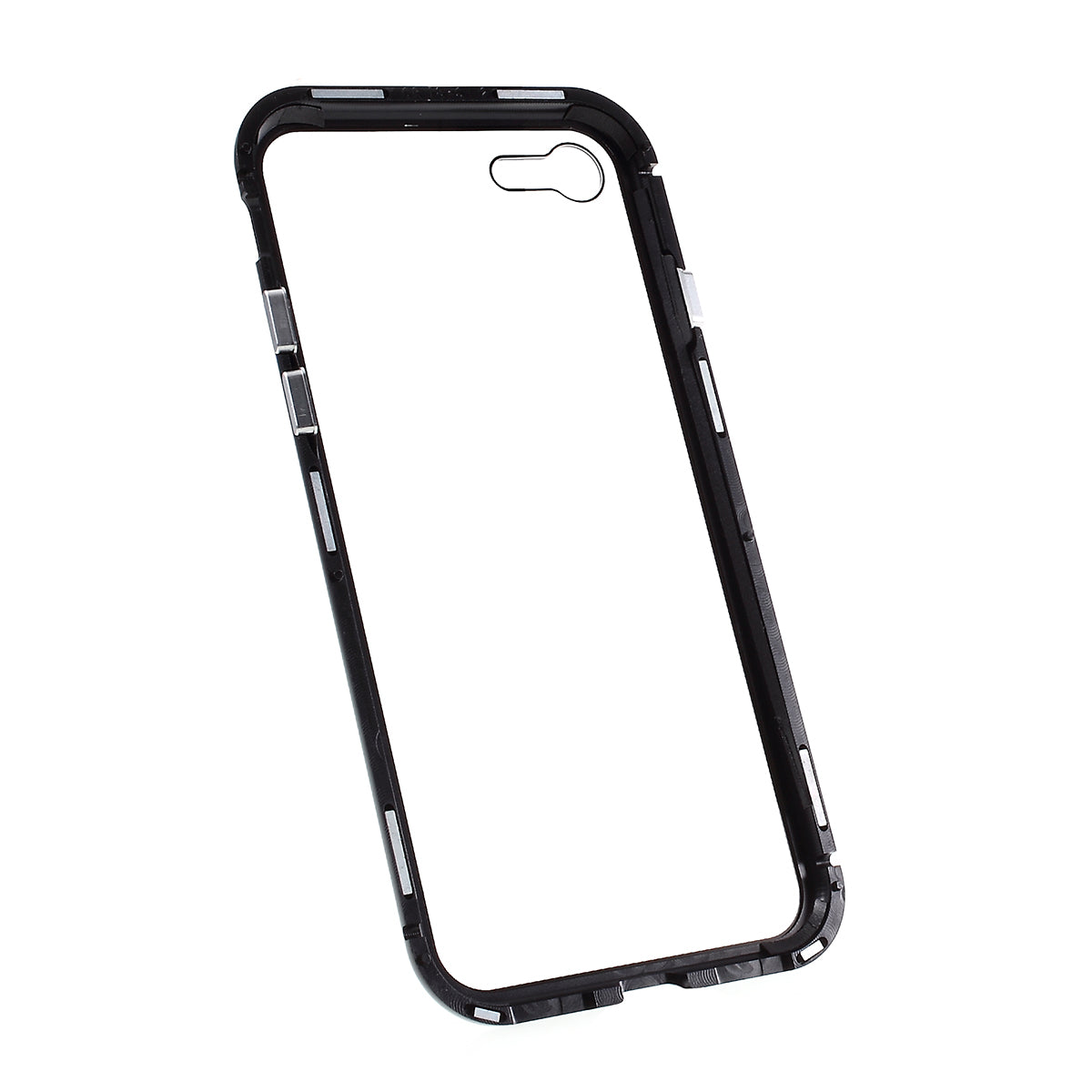 Magnetic Absorption Installation Phone Shell Covering Metal Frame + Dual-sided Tempered Glass Cell Phone Case for iPhone 8/7/SE (2020)/SE (2022)