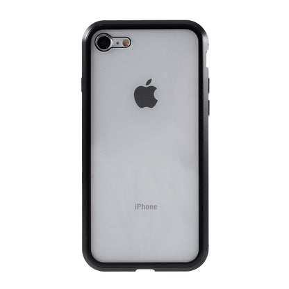 Magnetic Absorption Installation Phone Shell Covering Metal Frame + Dual-sided Tempered Glass Cell Phone Case for iPhone 8/7/SE (2020)/SE (2022)