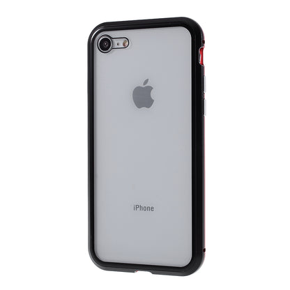 Magnetic Absorption Installation Phone Shell Covering Metal Frame + Dual-sided Tempered Glass Cell Phone Case for iPhone 8/7/SE (2020)/SE (2022)