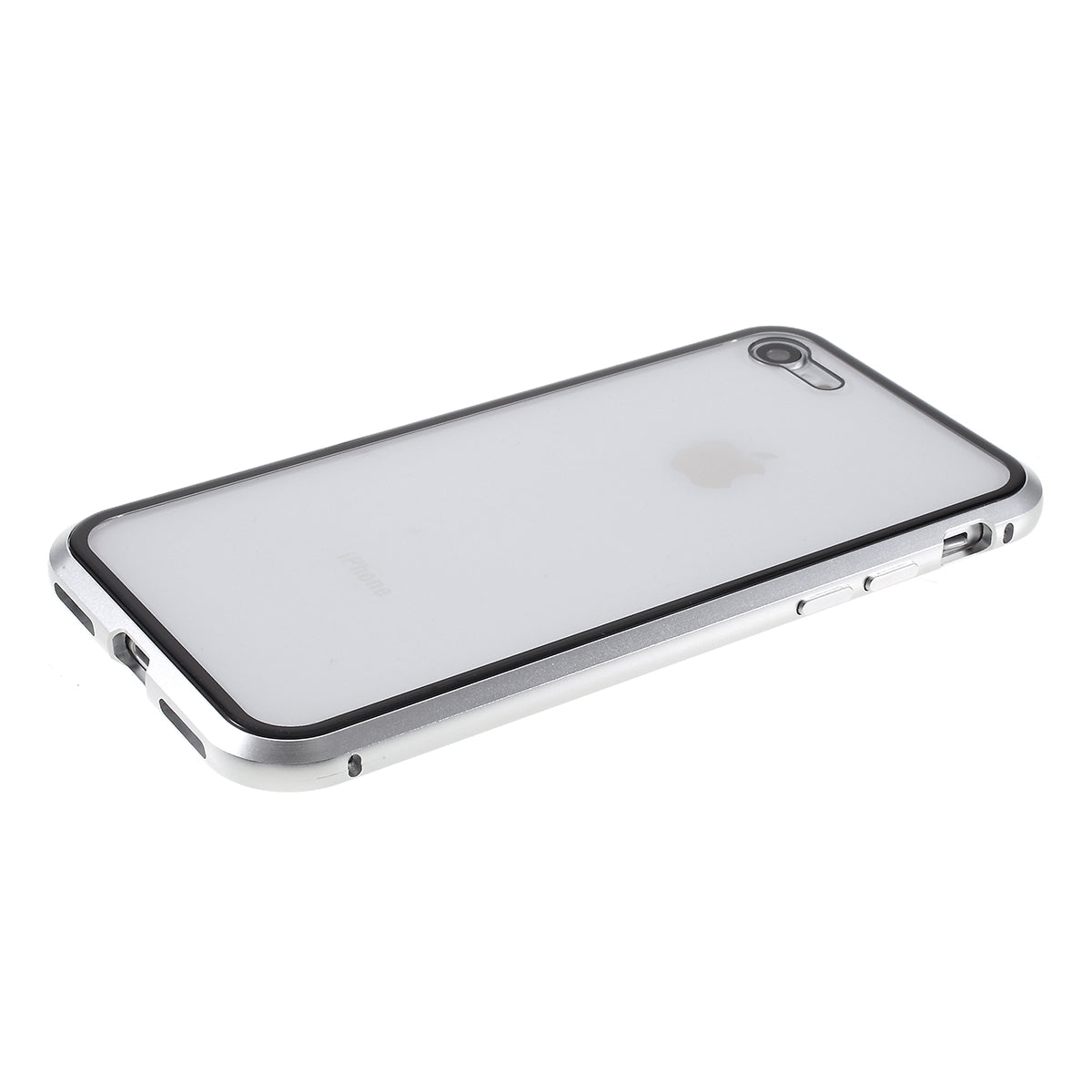 Magnetic Absorption Installation Phone Shell Covering Metal Frame + Dual-sided Tempered Glass Cell Phone Case for iPhone 8/7/SE (2020)/SE (2022)