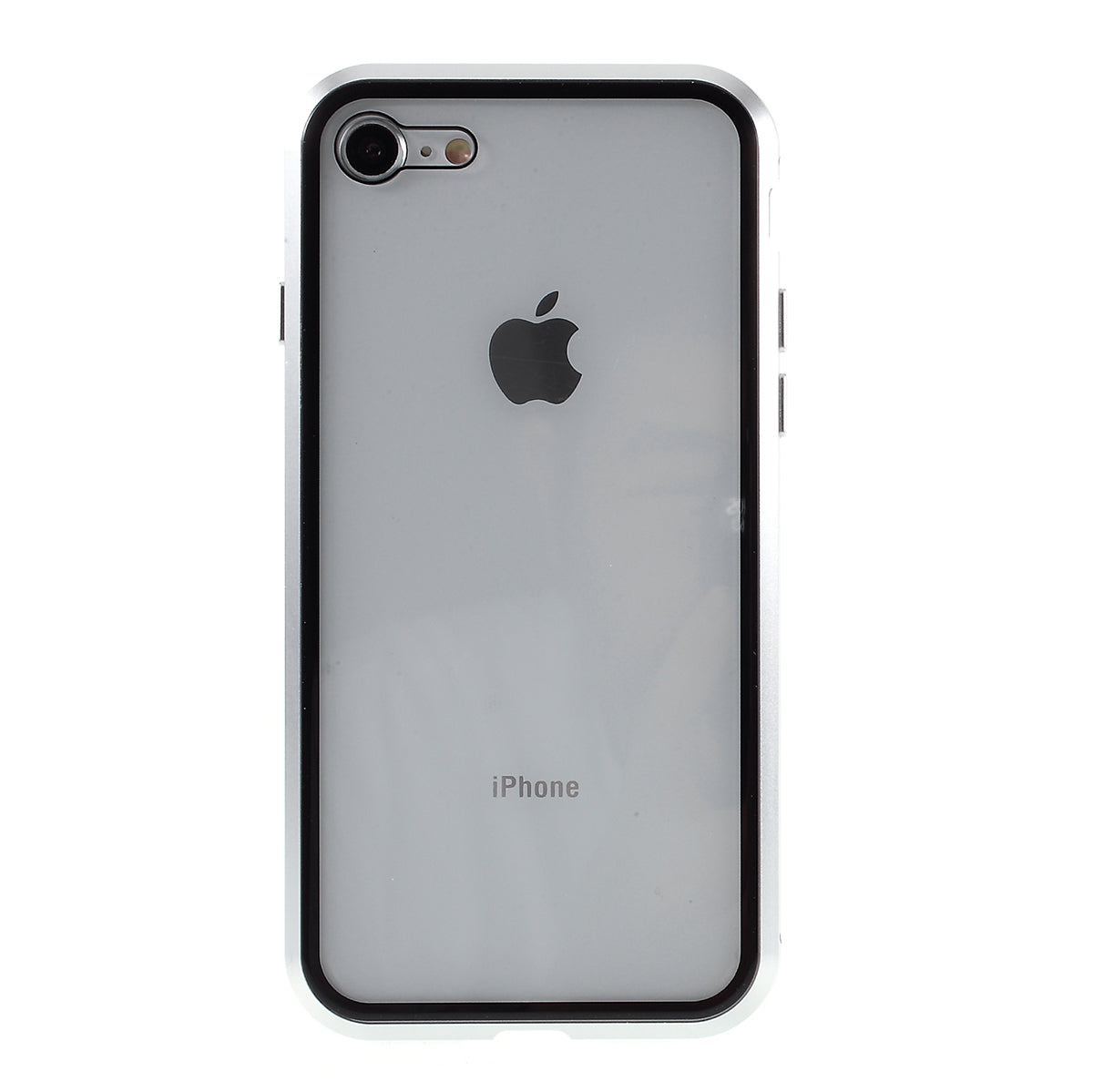 Magnetic Absorption Installation Phone Shell Covering Metal Frame + Dual-sided Tempered Glass Cell Phone Case for iPhone 8/7/SE (2020)/SE (2022)