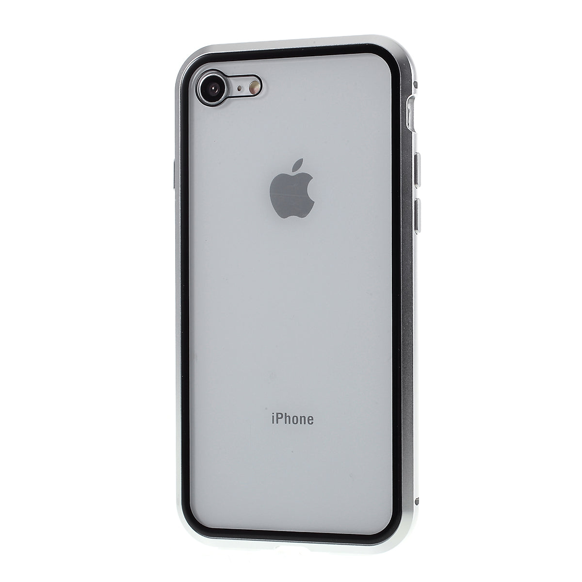 Magnetic Absorption Installation Phone Shell Covering Metal Frame + Dual-sided Tempered Glass Cell Phone Case for iPhone 8/7/SE (2020)/SE (2022)