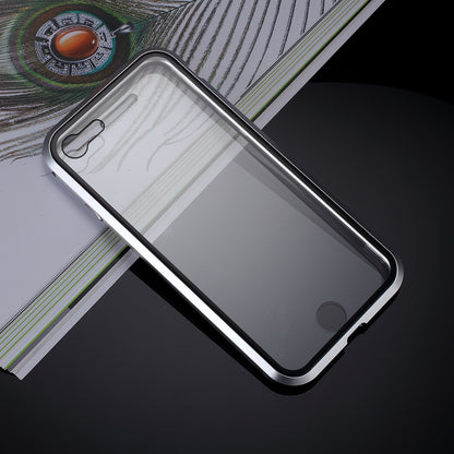 Magnetic Absorption Installation Phone Shell Covering Metal Frame + Dual-sided Tempered Glass Cell Phone Case for iPhone 8/7/SE (2020)/SE (2022)