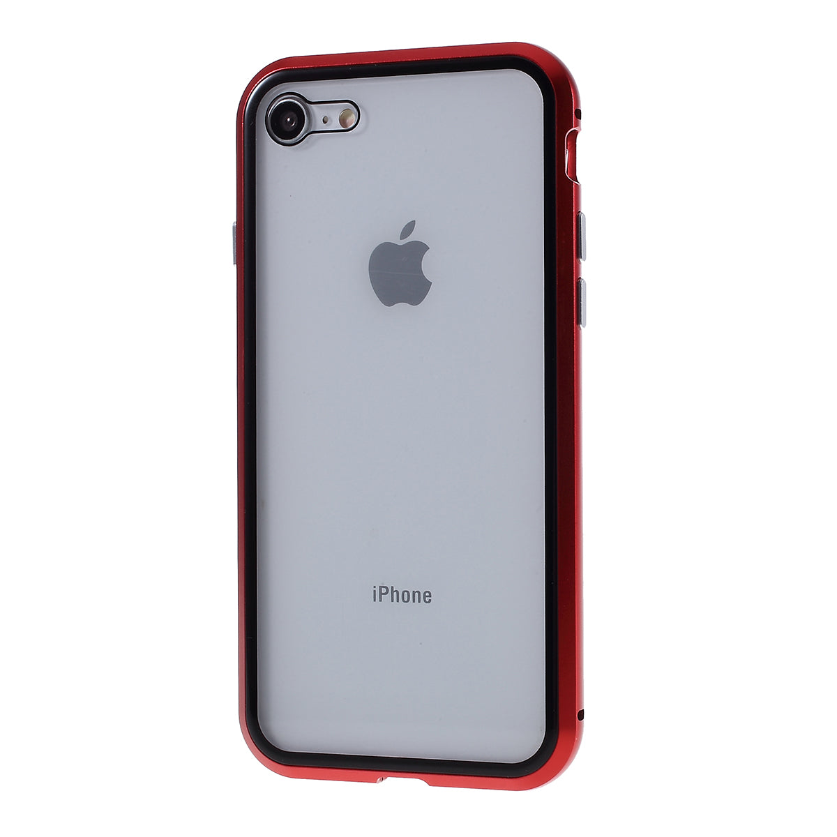 Magnetic Absorption Installation Phone Shell Covering Metal Frame + Dual-sided Tempered Glass Cell Phone Case for iPhone 8/7/SE (2020)/SE (2022)