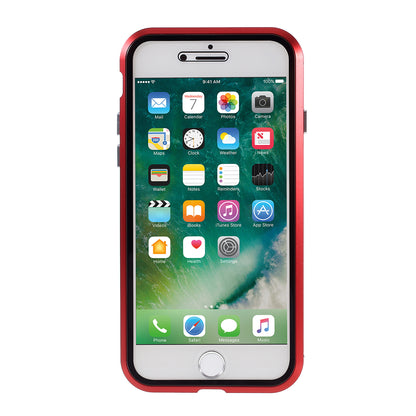 Magnetic Absorption Installation Phone Shell Covering Metal Frame + Dual-sided Tempered Glass Cell Phone Case for iPhone 8/7/SE (2020)/SE (2022)