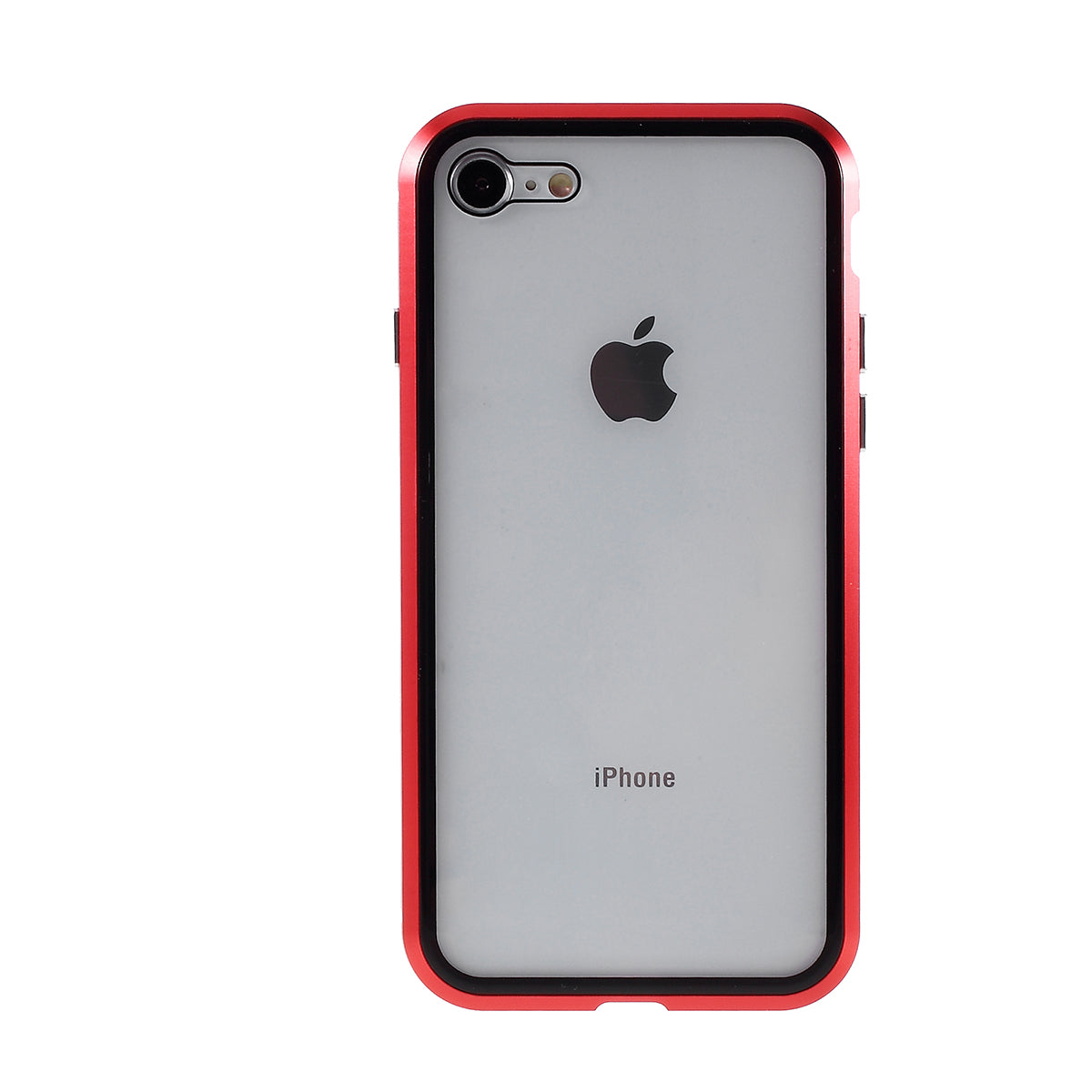 Magnetic Absorption Installation Phone Shell Covering Metal Frame + Dual-sided Tempered Glass Cell Phone Case for iPhone 8/7/SE (2020)/SE (2022)