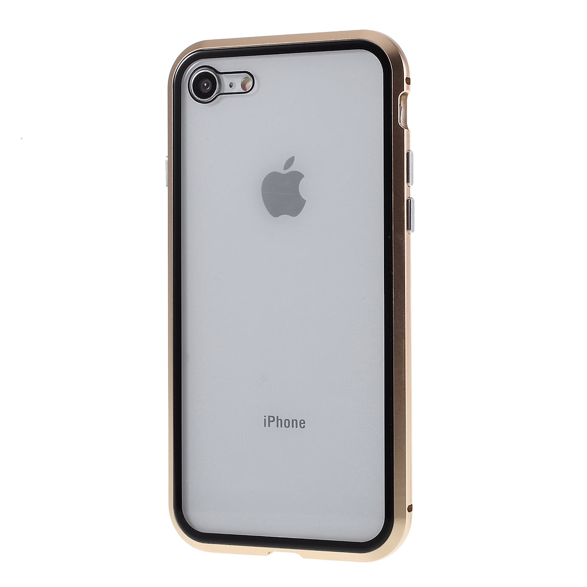 Magnetic Absorption Installation Phone Shell Covering Metal Frame + Dual-sided Tempered Glass Cell Phone Case for iPhone 8/7/SE (2020)/SE (2022)