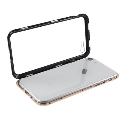 Magnetic Absorption Installation Phone Shell Covering Metal Frame + Dual-sided Tempered Glass Cell Phone Case for iPhone 8/7/SE (2020)/SE (2022)