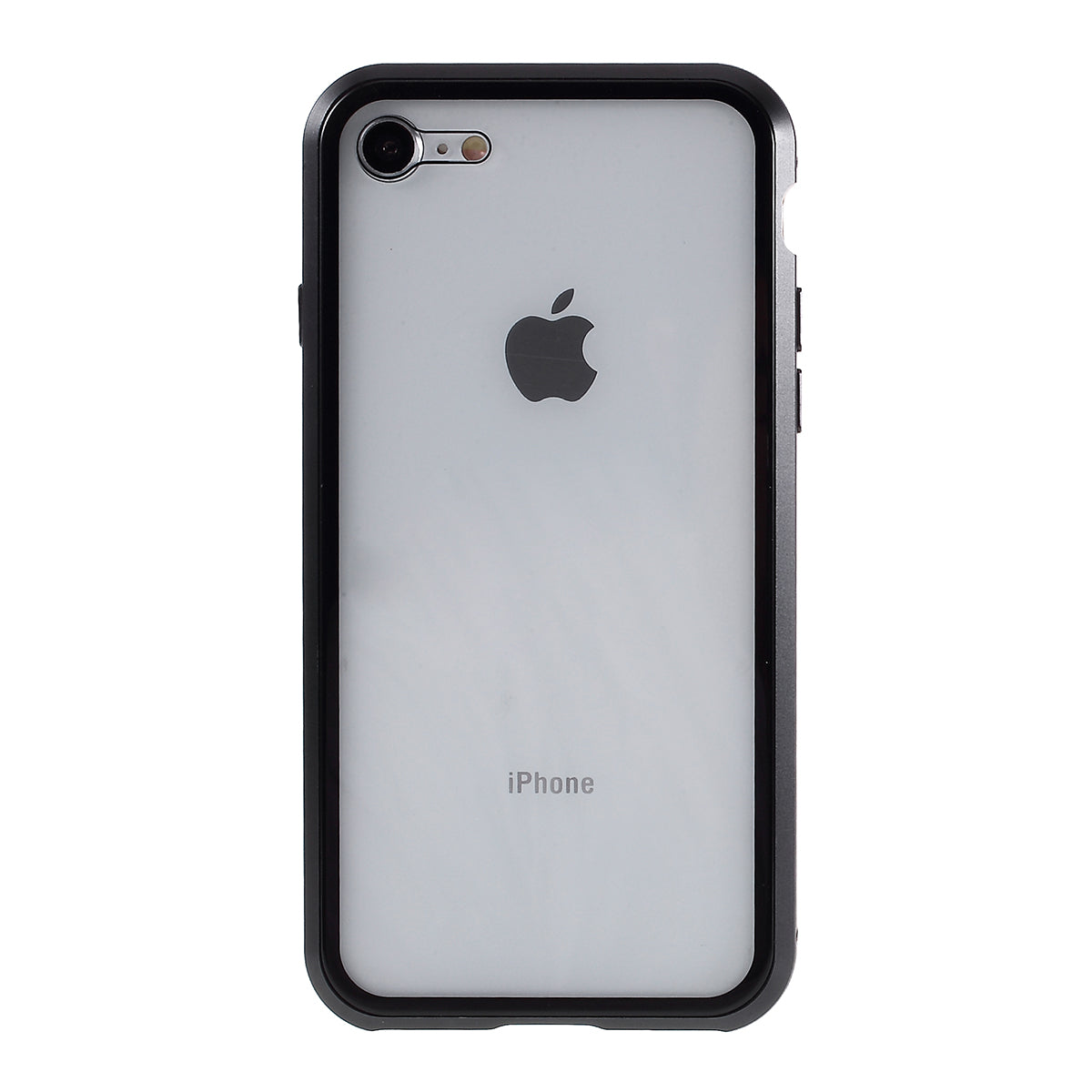 Magnetic Absorption Installation Phone Shell Covering Metal Frame + Dual-sided Tempered Glass Cell Phone Case for iPhone 8/7/SE (2020)/SE (2022)