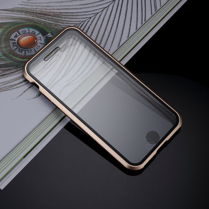 Magnetic Absorption Installation Phone Shell Covering Metal Frame + Dual-sided Tempered Glass Cell Phone Case for iPhone 8/7/SE (2020)/SE (2022)