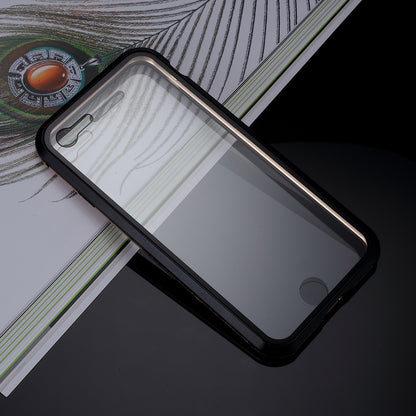 Magnetic Absorption Installation Phone Shell Covering Metal Frame + Dual-sided Tempered Glass Cell Phone Case for iPhone 8/7/SE (2020)/SE (2022)