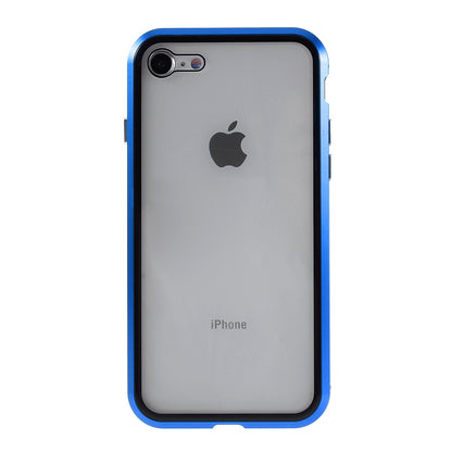 Magnetic Absorption Installation Phone Shell Covering Metal Frame + Dual-sided Tempered Glass Cell Phone Case for iPhone 8/7/SE (2020)/SE (2022)