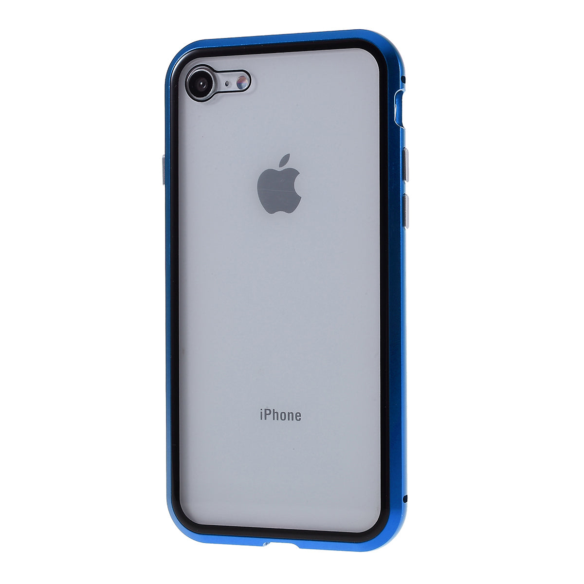 Magnetic Absorption Installation Phone Shell Covering Metal Frame + Dual-sided Tempered Glass Cell Phone Case for iPhone 8/7/SE (2020)/SE (2022)