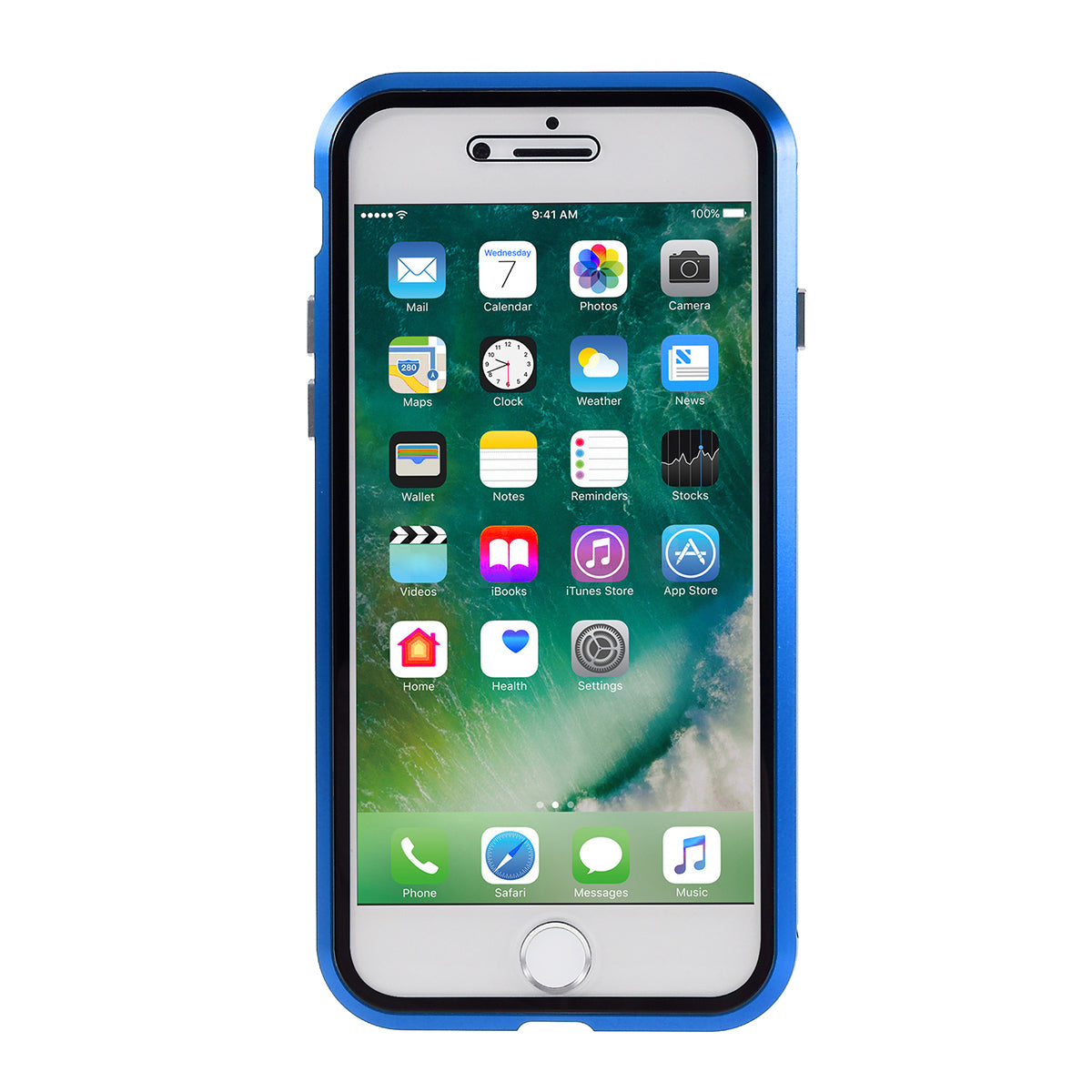 Magnetic Absorption Installation Phone Shell Covering Metal Frame + Dual-sided Tempered Glass Cell Phone Case for iPhone 8/7/SE (2020)/SE (2022)