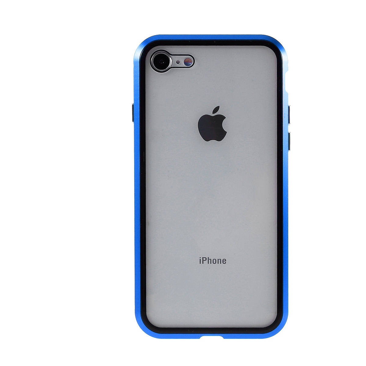 Magnetic Absorption Installation Phone Shell Covering Metal Frame + Dual-sided Tempered Glass Cell Phone Case for iPhone 8/7/SE (2020)/SE (2022)