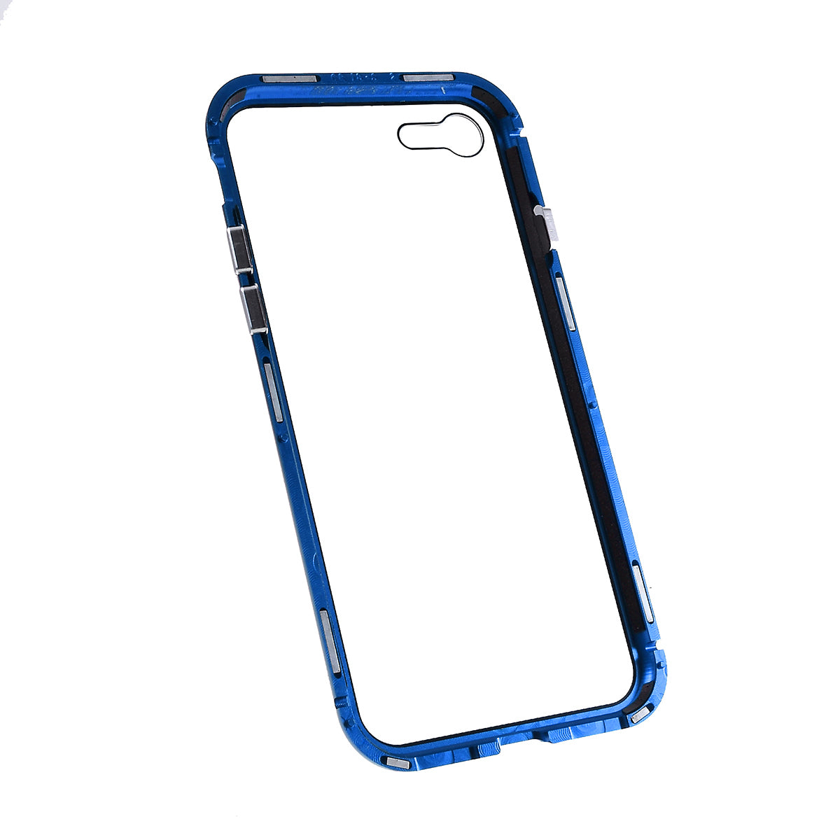 Magnetic Absorption Installation Phone Shell Covering Metal Frame + Dual-sided Tempered Glass Cell Phone Case for iPhone 8/7/SE (2020)/SE (2022)