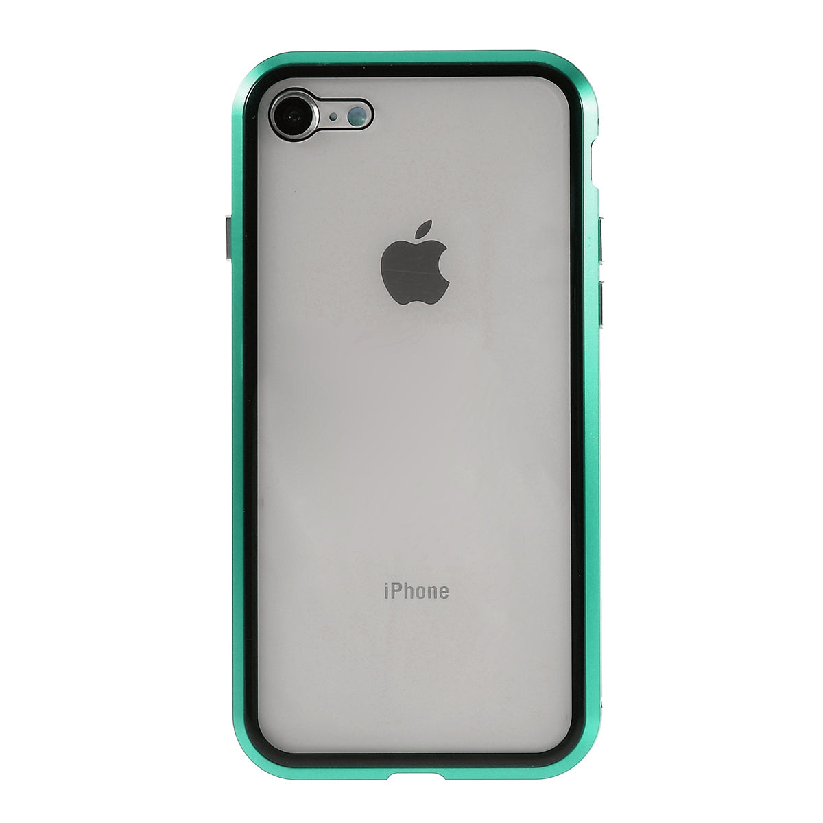 Magnetic Absorption Installation Phone Shell Covering Metal Frame + Dual-sided Tempered Glass Cell Phone Case for iPhone 8/7/SE (2020)/SE (2022)