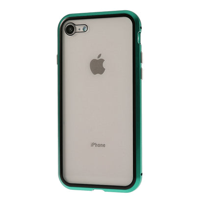 Magnetic Absorption Installation Phone Shell Covering Metal Frame + Dual-sided Tempered Glass Cell Phone Case for iPhone 8/7/SE (2020)/SE (2022)