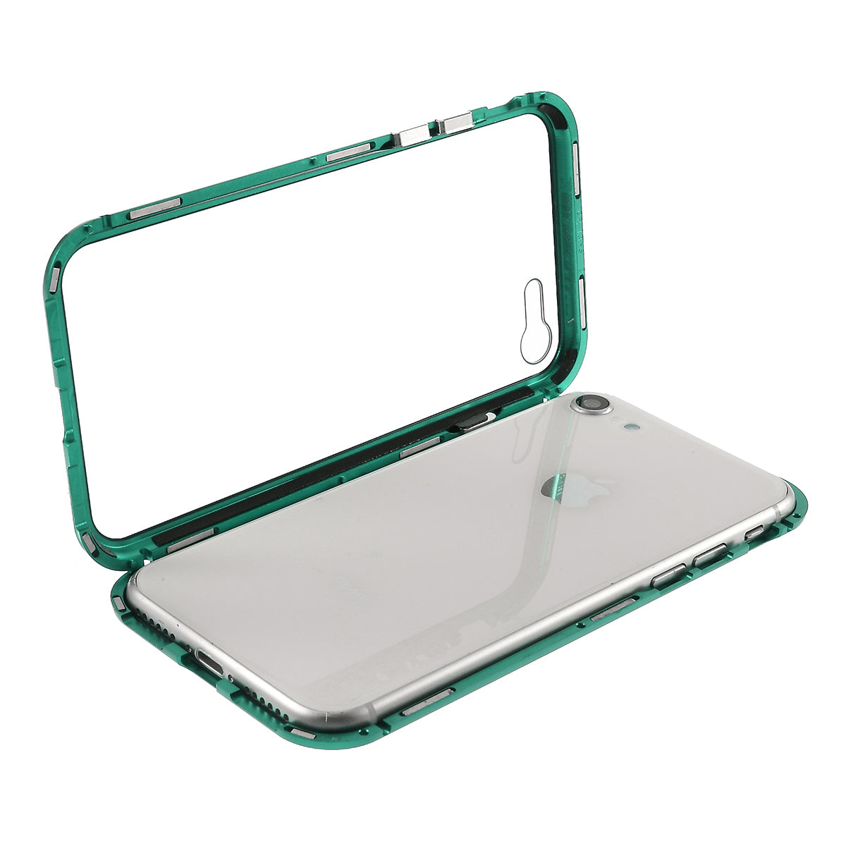 Magnetic Absorption Installation Phone Shell Covering Metal Frame + Dual-sided Tempered Glass Cell Phone Case for iPhone 8/7/SE (2020)/SE (2022)