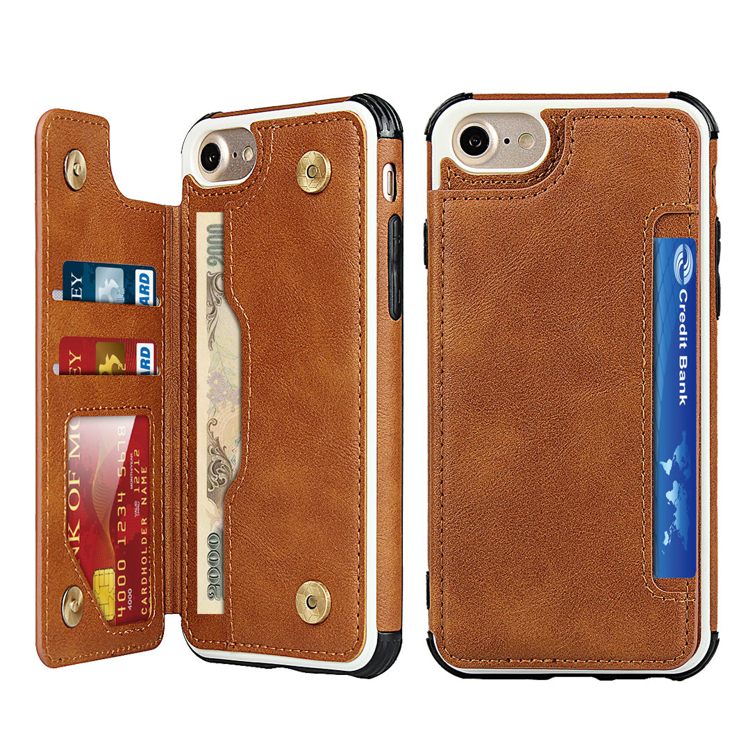 PU Leather + PC Card Slots Protection Phone Case for iPhone 7 / 8 / SE (2020) / SE (2022) 4.7-inch