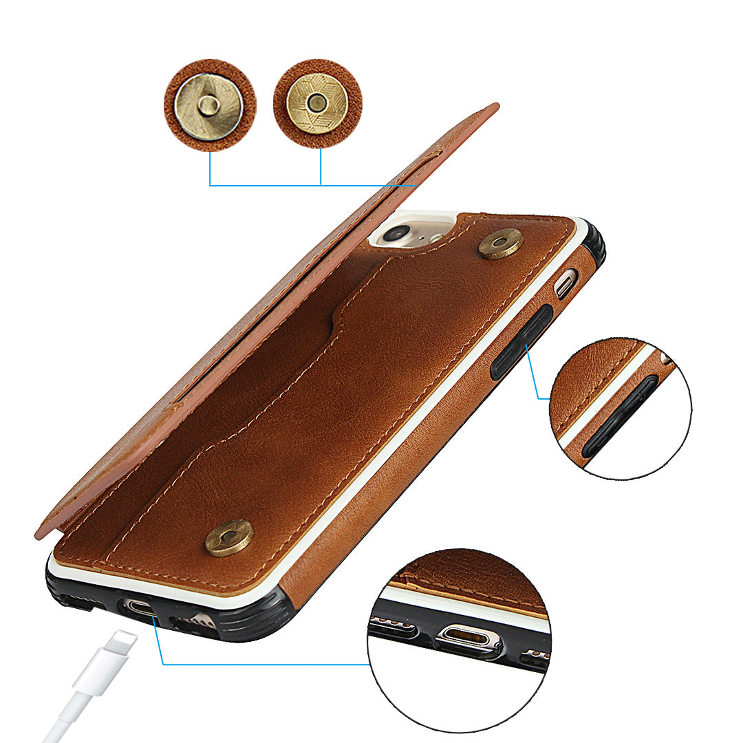 PU Leather + PC Card Slots Protection Phone Case for iPhone 7 / 8 / SE (2020) / SE (2022) 4.7-inch