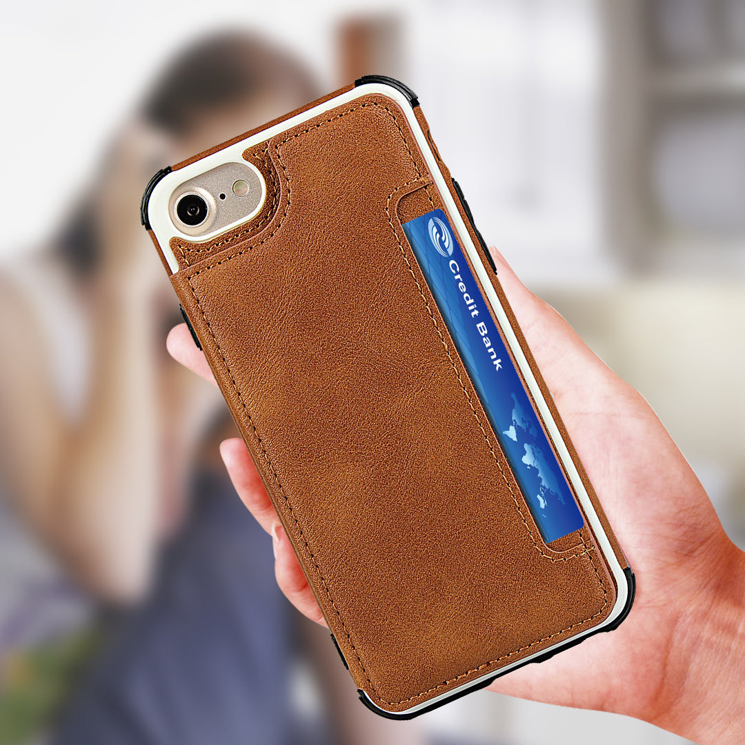 PU Leather + PC Card Slots Protection Phone Case for iPhone 7 / 8 / SE (2020) / SE (2022) 4.7-inch