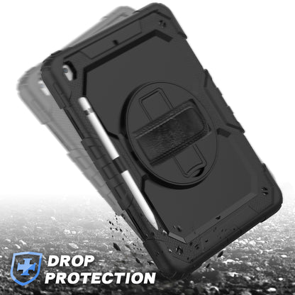 For iPad 10.2 (2020)/(2019) 360Â° Swivel Kickstand PC + Silicone Tablet Case Hand Strap Protective Cover with Shoulder Strap