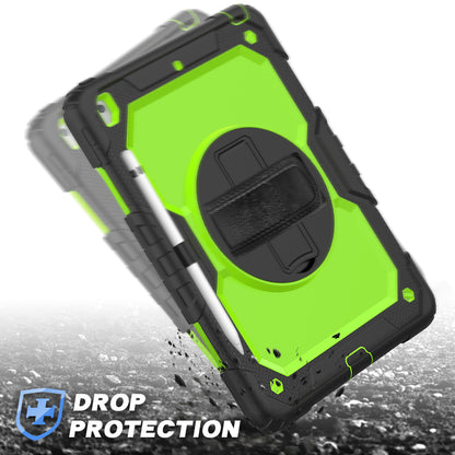 For iPad 10.2 (2020)/(2019) 360Â° Swivel Kickstand PC + Silicone Tablet Case Hand Strap Protective Cover with Shoulder Strap
