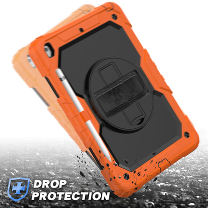 For iPad 10.2 (2020)/(2019) 360Â° Swivel Kickstand PC + Silicone Tablet Case Hand Strap Protective Cover with Shoulder Strap