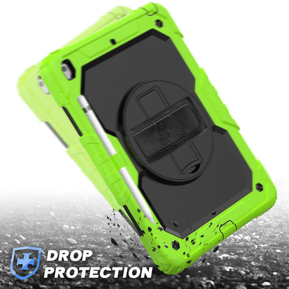 For iPad 10.2 (2020)/(2019) 360Â° Swivel Kickstand PC + Silicone Tablet Case Hand Strap Protective Cover with Shoulder Strap