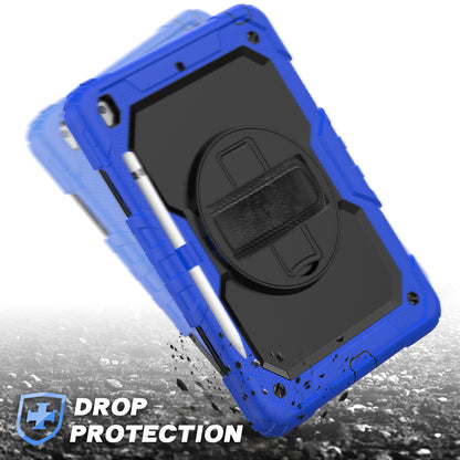 For iPad 10.2 (2020)/(2019) 360Â° Swivel Kickstand PC + Silicone Tablet Case Hand Strap Protective Cover with Shoulder Strap