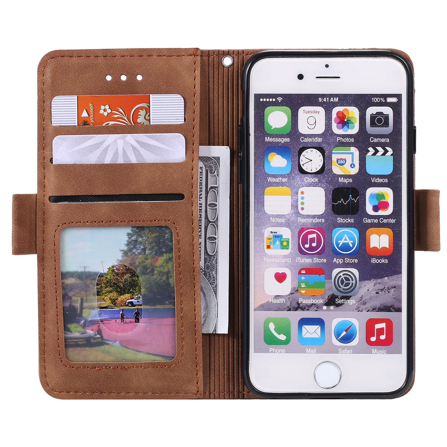 Retro Splicing PU Leather Wallet Magnetic Phone Cover for iPhone 8 / 7 / SE (2020) /SE (2022) 4.7 inch