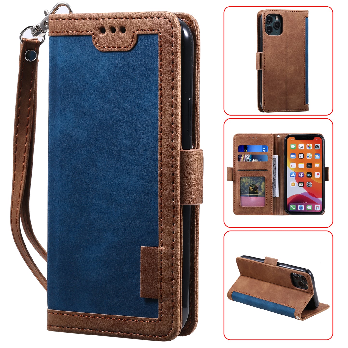 Retro Splicing Leather Covering for iPhone 11 Pro 5.8 inch